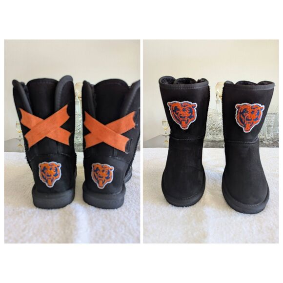 HSN faux suede & fur Chicago Bears calf high boots  Sz 6 - Picture 8 of 14